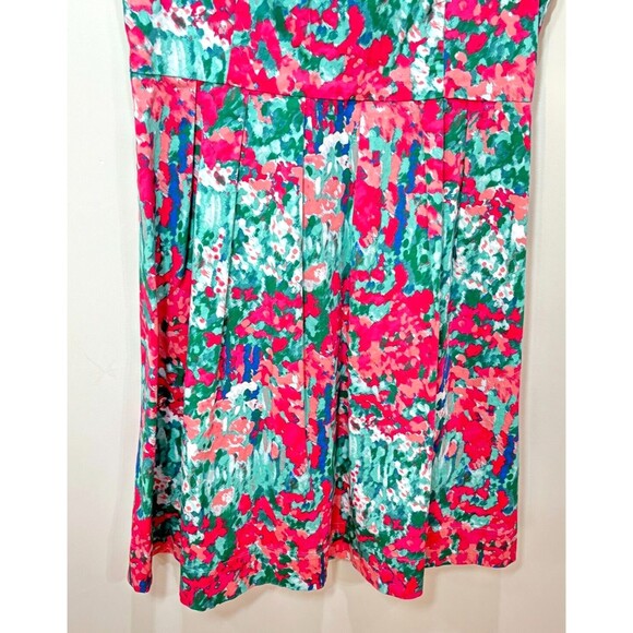 Talbots Watercolor Abstract Dress Size 14 Pink Green Multi A-line Sleeveless - Picture 3 of 10